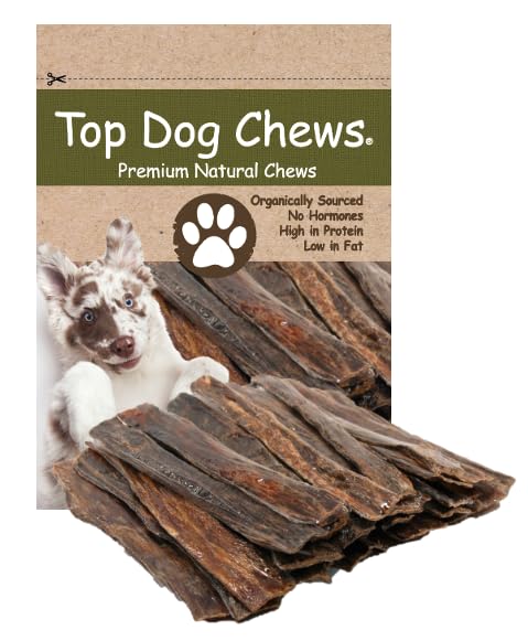 Top Dog Chews - 10" - 12" Roasted Taffy 30 Pack Beef Jerky Dental Treats for Dogs (30 Pack Roasted)